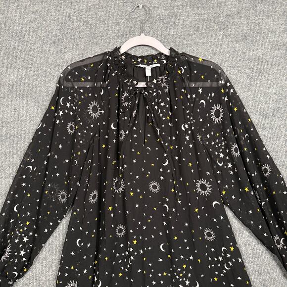 Derek Lam 10 Crosby Sz 2 Juno Trapeze Mini Dress Black Celestial Print Chiffon - Picture 5 of 13